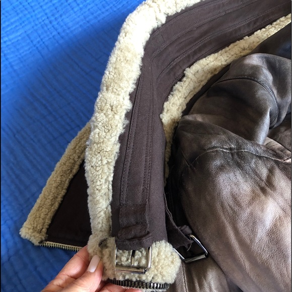 SWORD DISTRESSED AVIATOR MOTO LEATHER JACKET ITALY SIZE XS - Picture 7 of 15